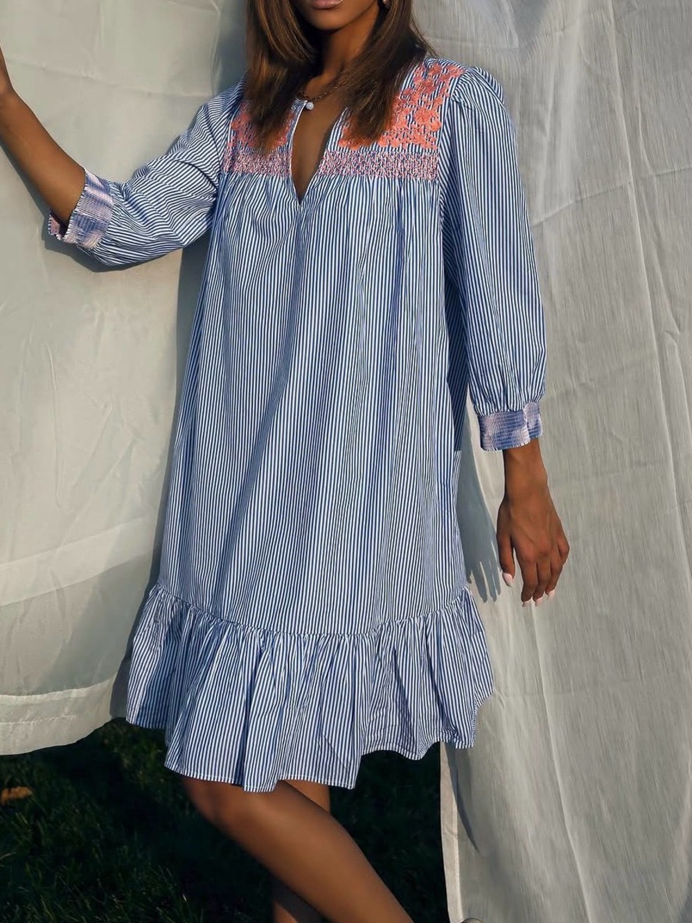 J.Crew Leda Embroidered Ruffle Hem Popover Dress NWT Size Small Cotton Mini Dres
